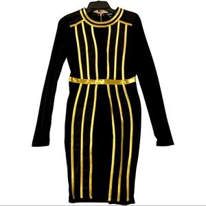Fashion Nova Black and Gold Mesh dress
